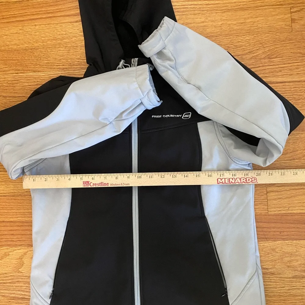 Free Country Jacket Adult Medium Black / Gray Hooded Zip Lined Soft Shell - Picture 9 of 10
